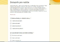 Hodnocení školy - dotazník pro rodiče